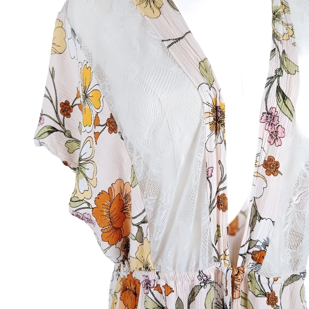 Liberty Love Sheer Lace Floral Kimono Duster M - Picture 5 of 9